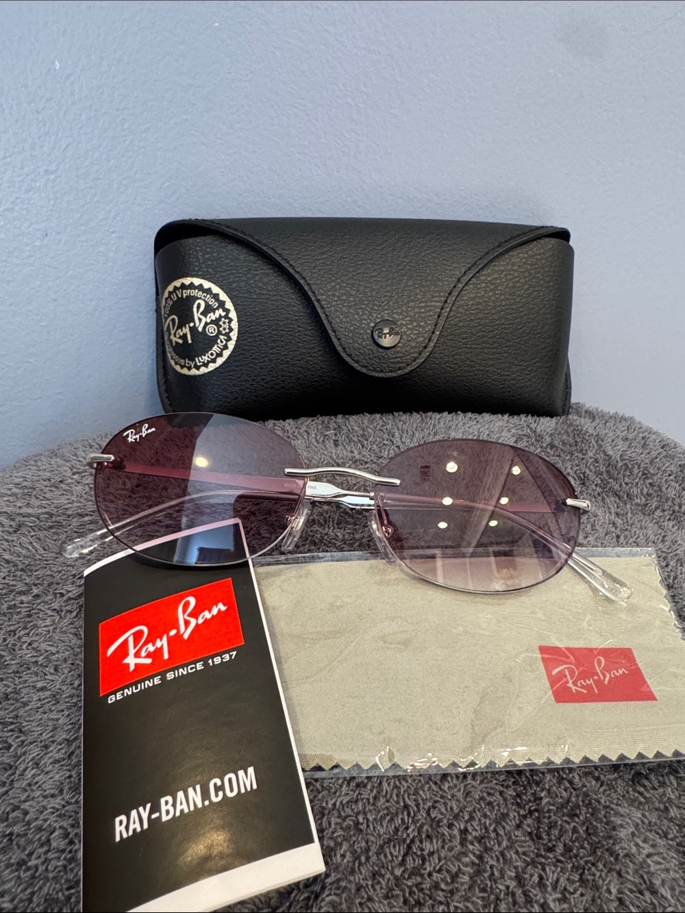 Ray-Ban Women's Rimless Sunglasses with Purple Lenses